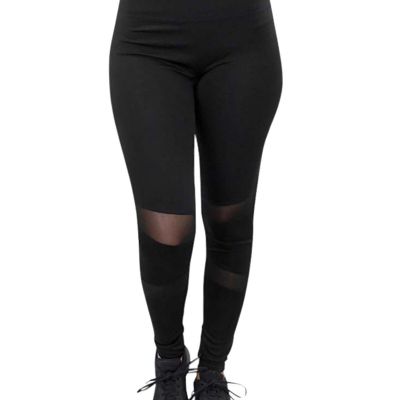 BLACK WORKOUT LEGGINGS WITH MESH INSERT SIZE MEDIUM